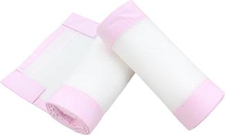 TupTam Gitterstäbe Schutz Netz Babybett Nestchen 3D Mesh 2er Pack, Farbe: Weiß/Rosa, Größe: ca. 128x30 cm (für Babybett 140x70)