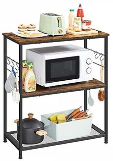 Vasagle Regal mit 3 Ablagen, Multifunktionsregal, Holz/Metall, vintagebraun-schwarz, 80 x 40 x 90 cm, KKI002B01