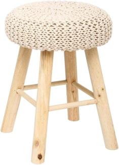 Sitzhocker beige/Holz