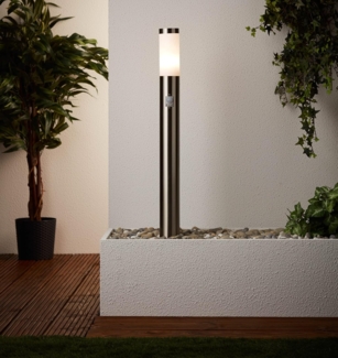 Lightbox Wegelampe Stehleuchte Garten mit Dämmerungsschalter für LED-Kranz 78cm Höhe einstellbarer Bewegungsmelder IP-Schutzart 44 spritzwassergeschüt