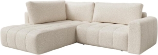 Vente-unique - Ecksofa links - Stoff meliert - Beige - LORIONA