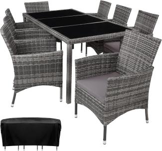 tectake Sitzgruppe Rattan Sitzgruppe, (Set, 9-tlg), für 8 Personen