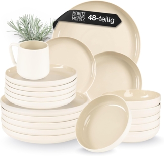 Moritz & Moritz Geschirr-Set CAVO Geschirrset Sand (48-tlg), 12 Personen, Steinzeug, für 12 Personen aus Steinzeug