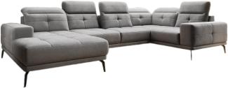 Designer Sofa Nerio mit verstellbarer Kopf- und Rückenlehne Samt Grau Links