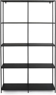 LIFA LIVING Schwarzer Wandschrank im Industriellen Design, Minimalistisches Regal mit 8 Fächern, Offener Schrank aus Metall, Standregal in 98 x 33 x 175 cm