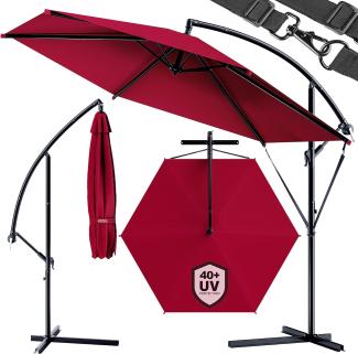 Kingsleeve Ampelschirm Ø 300cm rot mit UV-Schutz 50+ wasserabweisend Sonnenschirm