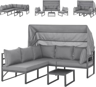 SVITA Gartenlounge-Set MAUI, (4-tlg), Outdoor-Möbelset mit Dach, Stahlgestell, Grau