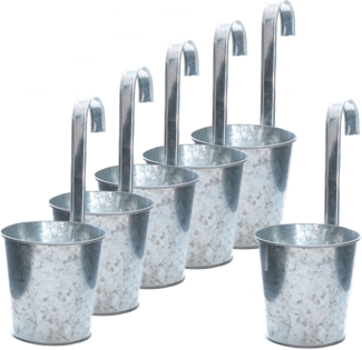 Spetebo Kräutertopf Zink Blumentopf zum Einhängen Ø 13 cm - 6er Set (6er Set, 6 St, Pflanztöpfe), Balkon Hängetopf mit Haken