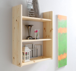 Ticaa Wandregal Kiefer, 3 Böden schmal, natur