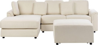 Rechtsseitiges Ecksofa mit Ottomane KOHLO Helles Beige Stoff Rechtsseitig