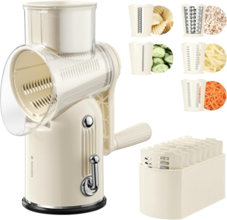 Navaris Gemüse-Scheibenschneider Gemüsereibe mit Kurbel - Kartoffelreibe für rohe Kartoffeln käsereibe, (1-tlg)