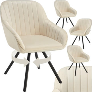 tectake Esszimmerstuhl Drehbarer Armlehnstuhl (4er Set, 4 St), gepolstert, in Samtoptik