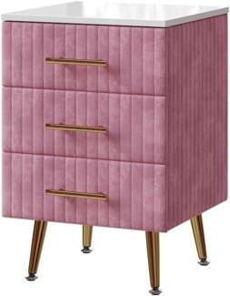 Vicco Nachtschrank Velia, Rosa, 41x62 cm mit 3 Schubladen