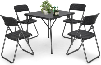 Sekey Gartengarnitur Set, Garten-Essgruppe 4 Personen, Balkonset Balkonmöbel Set 4 Stühle mit Tisch, Klappbar Gartentisch mit Stühlen Set Terrassenmöbel für Terrasse, Balkon, Bistro, Garten