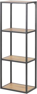 Selsey KRAPINA - Standregal / Bücherregal mit 4 Ebenen - Schwarz / Eiche - Industrial-Style - 108 cm hoch