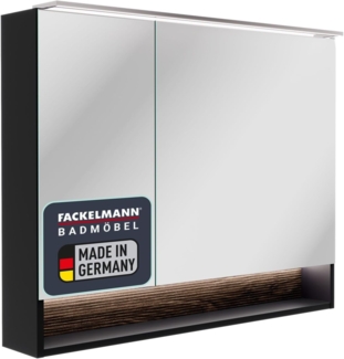 Fackelmann B.PARIS LED-Spiegelschrank 90 cm breit, Braun dunkel/Schwarz