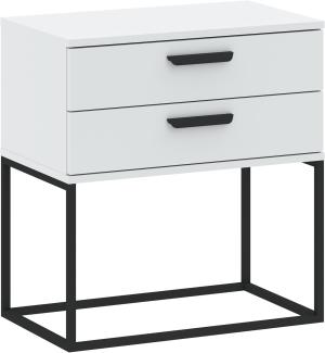 Oggi Casa Moderna Nachttisch Cyria 2 Schubladen Metallgestell Weiß Schwarz 16 mm laminataufbau Einfacher Aufbau Designer Nachtschrank