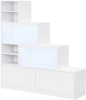 Vente-unique - Schuhschrank mit 2 Türen & 6 Fächern - mit LED-Beleuchtung - MDF - Weiß - LOVILA
