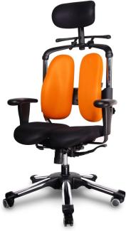 HARASTUHL® - Bürostuhl ergonomisch - NIE 01 - gesundes & langes Sitzen bis zu 12H - INNOVATIVER ergonomischer Bürostuhl - Office Chair - von 1,50m bis 1,95m - Druckentlastung der Bandscheiben (Orange)