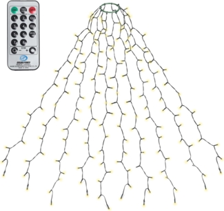 Salcar LED-Lichterkette LED Lichterkette Weihnachtsbaum mit Ring weihnachtsbaumbeleuchtung, Fernbedienung 1,5m mit 10 Girlanden 250 LED für 90cm- 150cm Tannenbaum