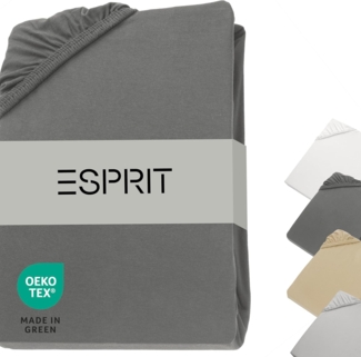 Esprit Spannbettlaken PREMIUM Spannbettlaken, 95% Baumwolle, 5% Elasthan, Gummizug: rundum, (1 Stück), 100 x 200 cm in Anthrazit