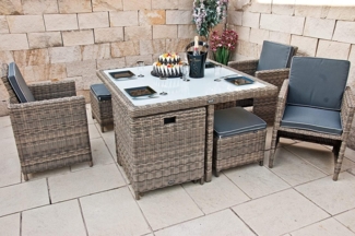 Ragnarök Möbel-Design Garten-Essgruppe Esstisch Set Heimdall 4+4, (Set, Polyrattan, Alu, Würfelsystem), Rückenlehnen sind klappbar