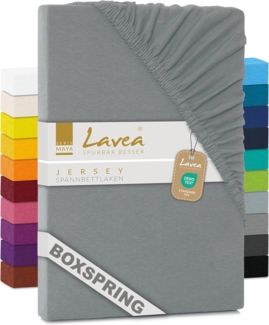 Lavea Spannbettlaken Maya, in Gr. 60x140, 90x200, 120x200, 140x200, 180x200 oder 200x220 cm, Baumwolle, Gummizug: rundum, (1 Stück), Jersey Spannbetttuch für Topper, Boxspring- und Wasserbetten