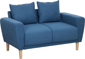 HOMCOM 2-Sitzer mit 2 Kissen, 51cm extra tiefen Sitzen, Holzrahmen, aus Samt, Doppelsofa 1 Teile, für Wohnzimmer Schlafzimmer Büro, 133 x 73 x 81 cm, Blau