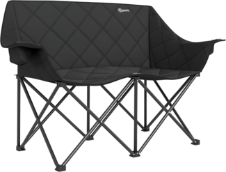 Outsunny Campingstuhl mit Kühltaschen, Tragetasche (2 Sitzer Faltstuhl, 1 St), bis 250kg belastbar, für Garten Camping Strand