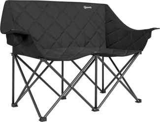 Outsunny Campingstuhl mit Kühltaschen, Tragetasche (2 Sitzer Faltstuhl, 1 St), bis 250kg belastbar, für Garten Camping Strand