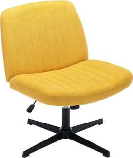 COLAMY Breiter Bürostuhl, Gepolsterter Armloser Schreibtischstuhl Drehbarer Home Office Stuhl 115° Wippfunktion Ergonomischer Computerstuhl für Home Office, Schminken, Gaming (Kreuzfuß, Gelb)