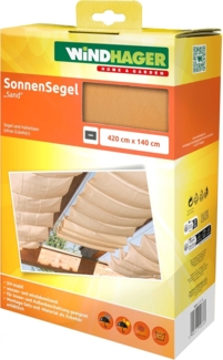 Windhager Sonnensegel für Seilspanntechnik, Wintergarten und Terrassen Beschattung, Seilspannmarkise, 420x140 cm, 10878, Sand