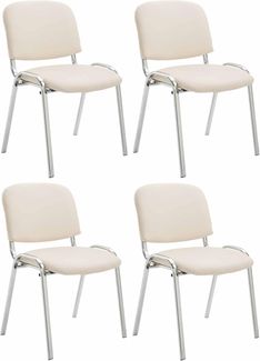 CLP 4er Set Stühle Ken Chrom Kunstleder gepolstert,creme