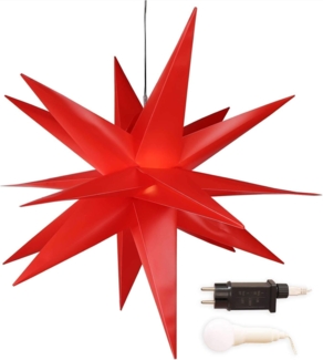 Gartenpirat LED Stern Faltstern 18 Zacken aus Kunstoff-Folie mit LED-Birne warmweiß, Timer-und Schalter-Funktion: Schalter mit 3 Funktionen(ON/OFF/TIMER)