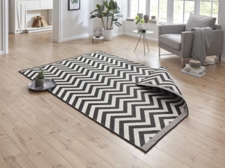 In- & Outdoor Wendeteppich Palma Schwarz Creme - 200x290x0,5cm
