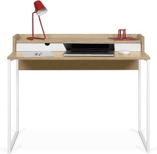 TemaHome Rise Schreibtisch, Eichefurnier hell, Weisse Schubladen und Gestell, L100xB55xH85 cm