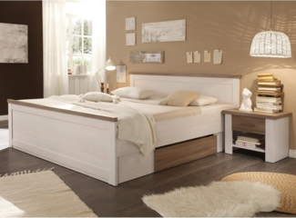 Bett >Lebbie< in Pinie Weiß - 186x91/49x42cm (BxHxT)