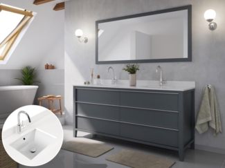 Landhaus Badmöbel-Set 2tlg Alfios 180 Quarz weiß montiert grau lackiert : Grau lackiert / Quarz weiss