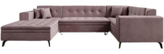 Designer Sofa Neola mit Schlaffunktion Samt Rosé Links