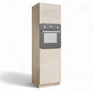 Stella Trading Sanibel Einbauschrank für Kühlschrank und Backofen in Chromix Weiß FSC-Zertifiziert - Geräumiger Hochschrank Küchenschrank mit viel Stauraum - 60 x 210 x 58 cm (B/H/T)