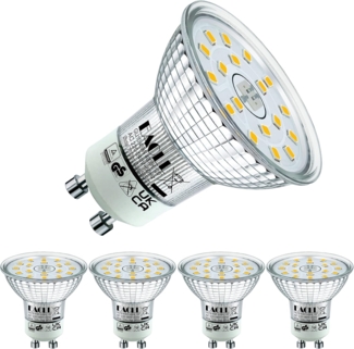 EACLL GU10 LED 4000K 4.9W Ersetzt 75W Halogen Leuchtmittel, 4er-Pack. Neutralweiss 585 Lumen Birnen, AC 230V Flimmerfrei Strahler, Abstrahlwinkel 120 Grad Spot, Nicht Dimmbar Reflektorlampen