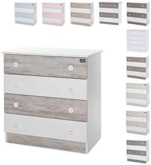 Lorelli Kommode Dresser 81 x 50 x 86 cm, 4 große Schubladen, schnelle Montage weiß grau