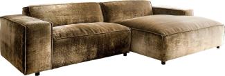 Ecksofa Tenso 280x165 cm Chenille Gold Recamiere rechts