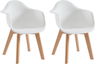Vente-unique - Kinderstuhl mit Armlehnen 2er-Set - Polypropylen & Buche - Weiß - POUPPINETTE