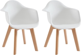 Vente-unique - Kinderstuhl mit Armlehnen 2er-Set - Polypropylen & Buche - Weiß - POUPPINETTE