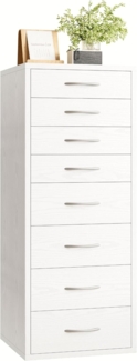 IRONCK Kommode Weiß mit 8 Schubladen, Schubladenschrank Schmal mit Griffen,Kommodenschrank für Schlafzimmer, Schubladenkommode für Wohnzimmer, Büro, Flur, 45 x 40 x 105 cm