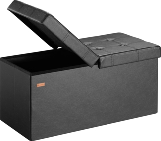 Sitztruhe faltbar Aufbewahrungsbox Truhenbank Sitzbank Sitzhocker Truhe Bank L - Schwarz