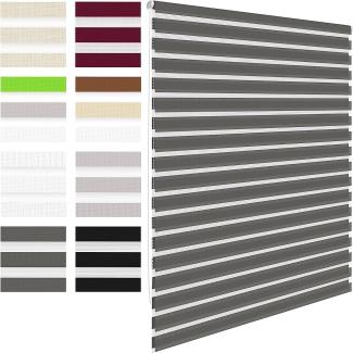 ecd germany Doppelrollo Grau 60x150 cm Klemmfix ohne Bohren