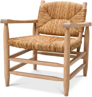 Casa Padrino Luxus Sessel Naturfarben 60,5 x 74 x H. 71 cm - Wohnzimmer Sessel - Hotel Sessel - Wohnzimmer Möbel - Luxus Möbel - Wohnzimmer Einrichtung - Luxus Einrichtung - Möbel Luxus