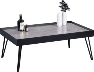 M2 Kollektion Julian 3 Couchtisch/Sofatisch, Metall, grau, schwarz, B/H/T= 100 x 39 x 60 cm